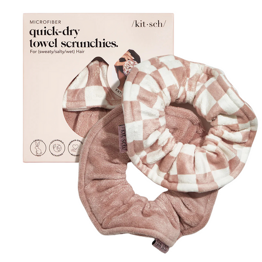 Microfiber Towel Scrunchies - Terracotta Checker