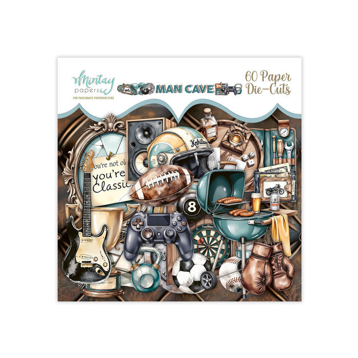 Mintay - Paper Die Cuts - Man Cave. Includes 60 pieces. Available at Embellish Away in Bowmanville Ontario Canada. Perfect for Father's Day.