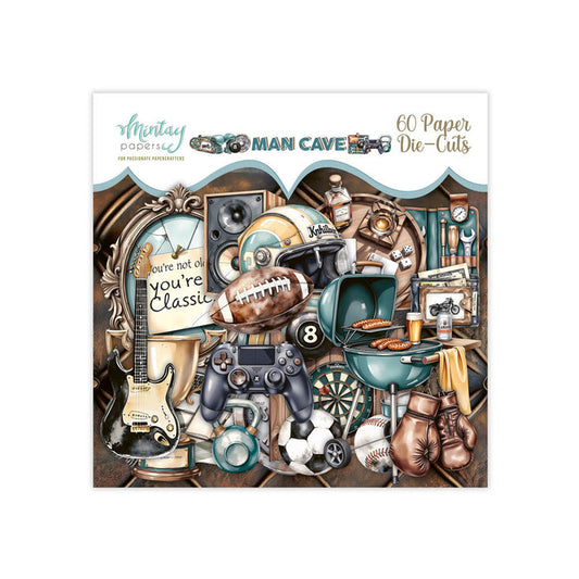 Mintay - Paper Die Cuts - Man Cave. Includes 60 pieces. Available at Embellish Away in Bowmanville Ontario Canada. Perfect for Father's Day.