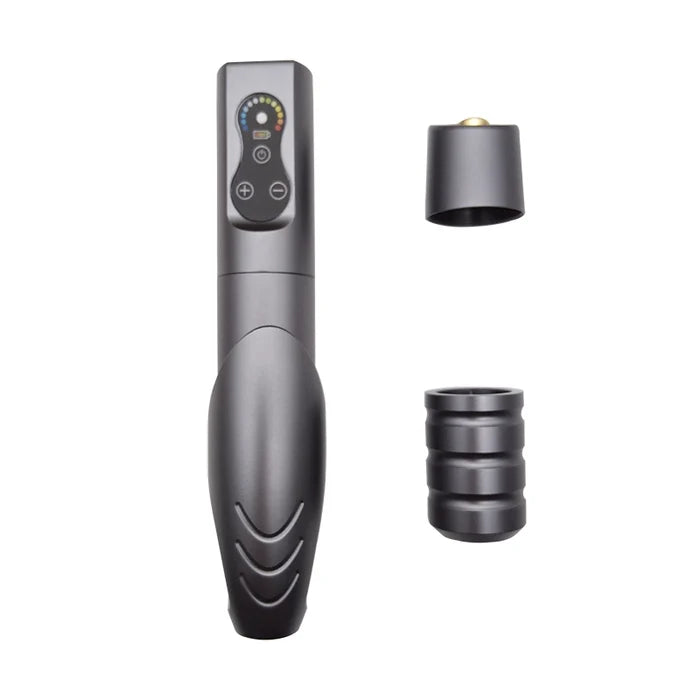 MO Wireless Permanent Makeup Tattoo Pen Machine in stylish gray, featuring adjustable components for unique procedures. The go-to choice for artists using a Permanent Makeup wireless machine and Pmu machine.