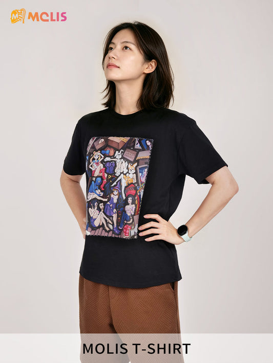 MOLIS New Summer Short Sleeve T-Shirt | Unisex Puzzle Print | Black & White