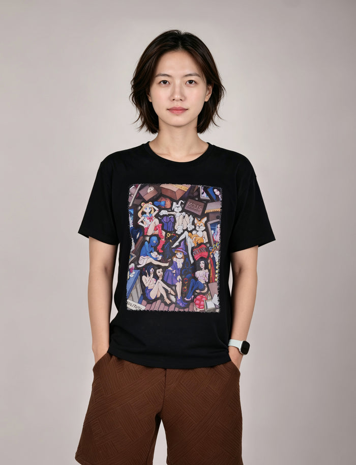 MOLIS New Summer Short Sleeve T-Shirt | Unisex Puzzle Print | Black & White