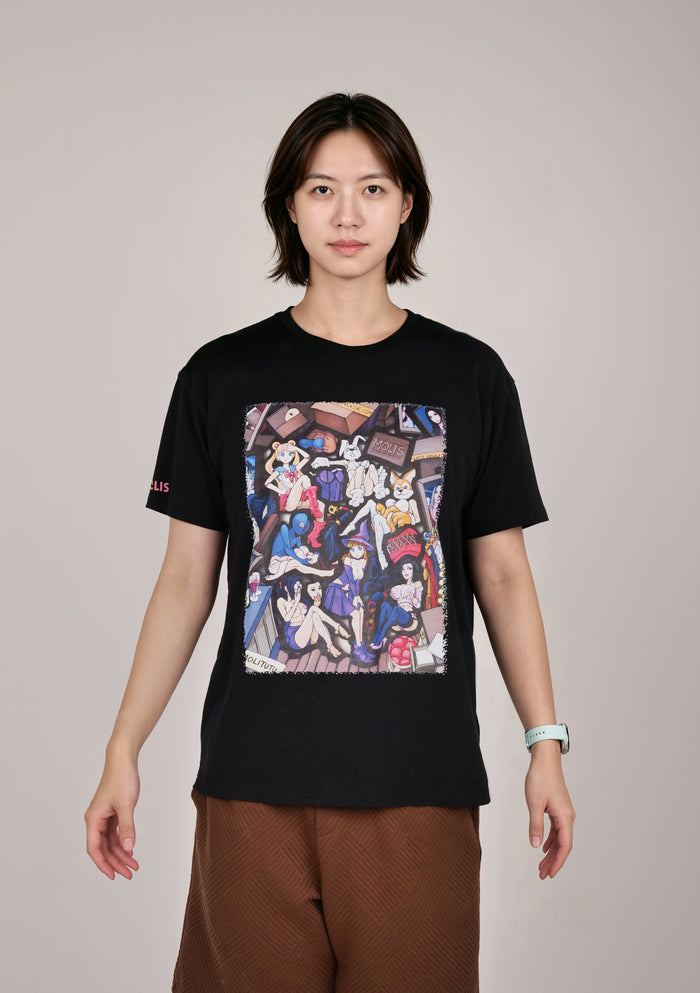 MOLIS New Summer Short Sleeve T-Shirt | Unisex Puzzle Print | Black & White