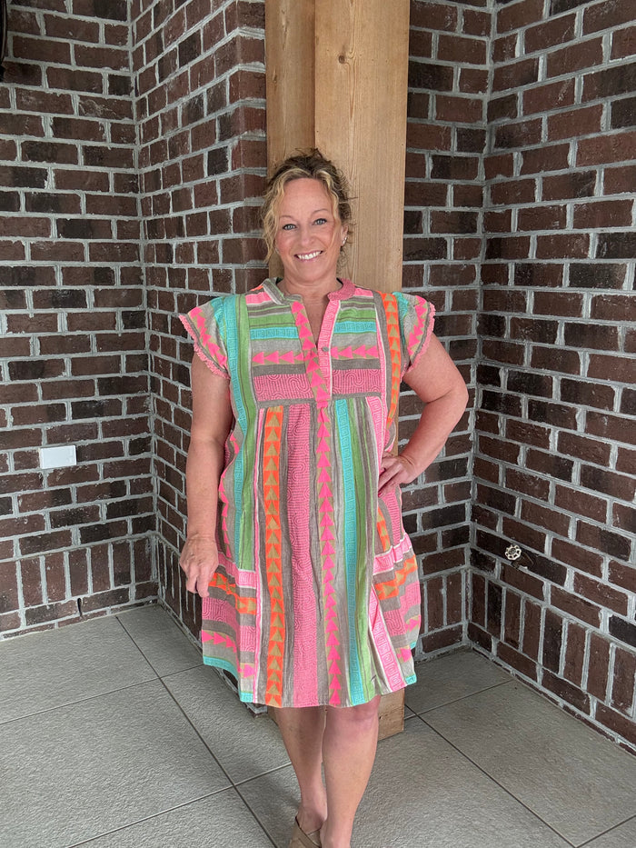 Molly Bracken Multicolor Printed Mini Dress