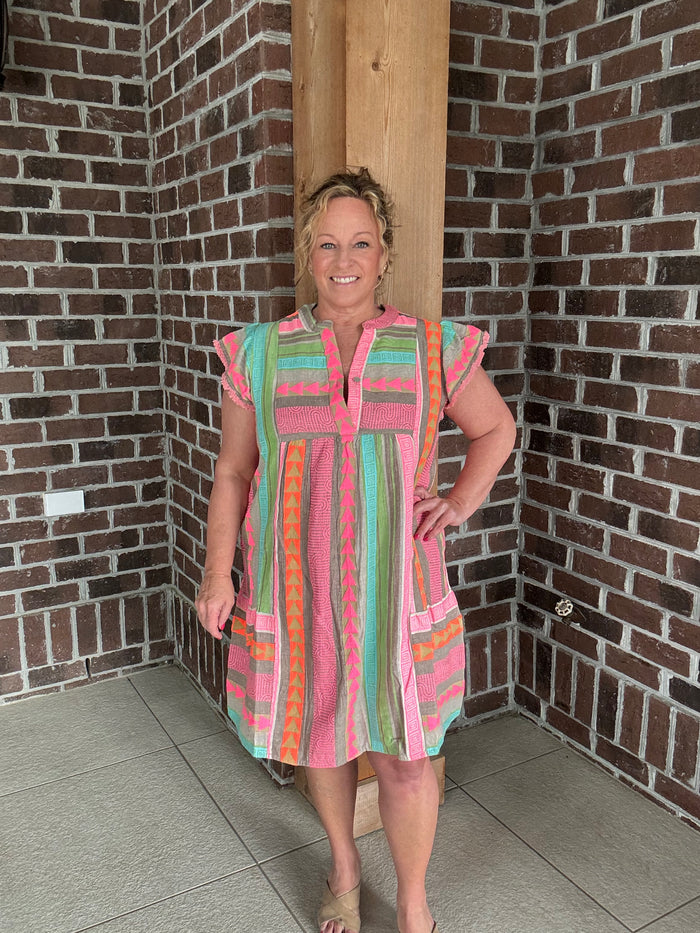 Molly Bracken Multicolor Printed Mini Dress