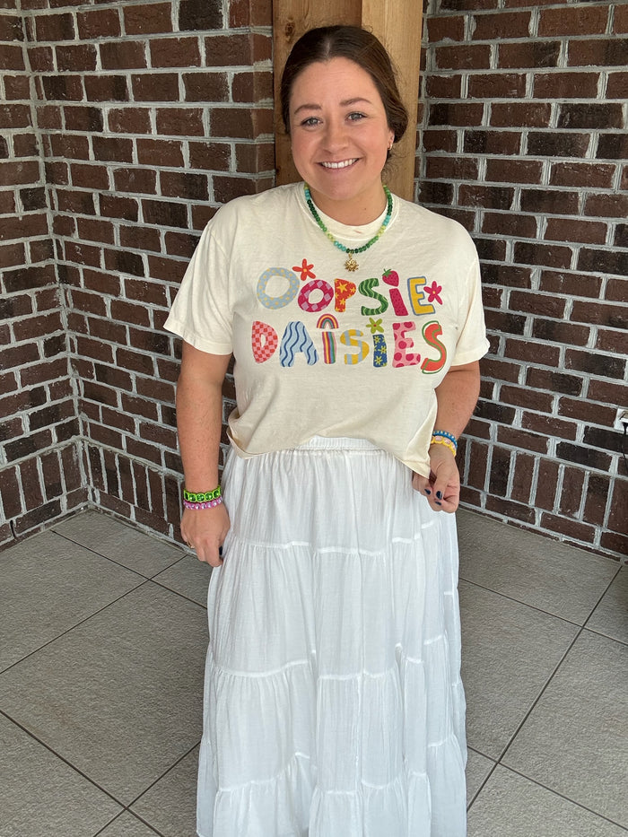 Molly Bracken White Tiered Maxi Skirt