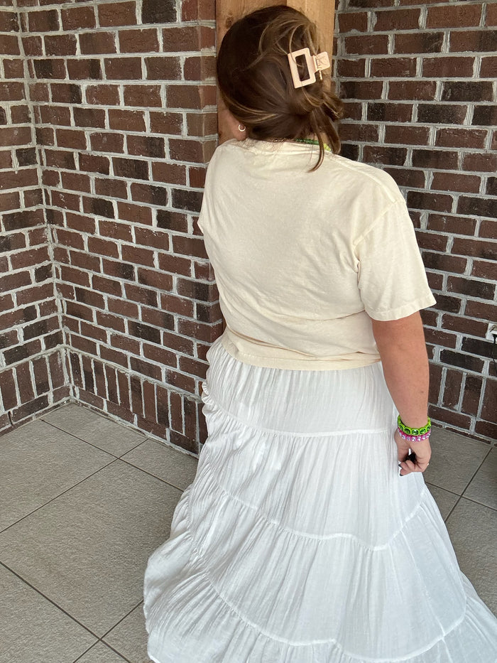 Molly Bracken White Tiered Maxi Skirt