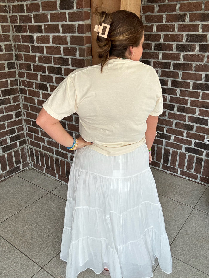 Molly Bracken White Tiered Maxi Skirt