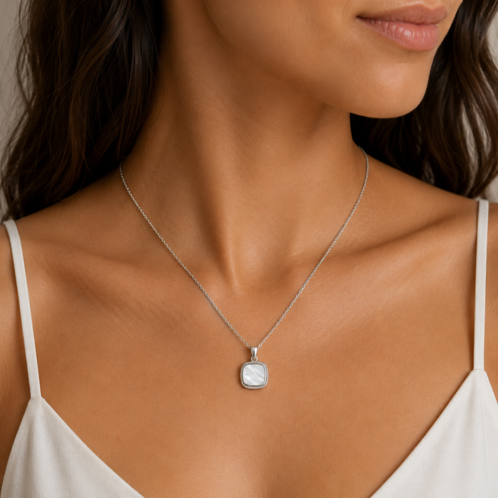 Moon Shell Sterling Silver Mother of Pearl Pendant