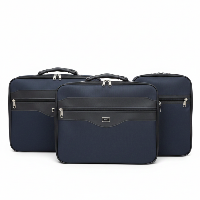 Navy Blue Fabric Document Briefcase Bag