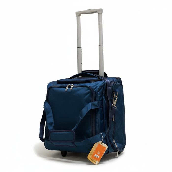Navy Blue Wheeled Trolley Duffle Bag - AI product image