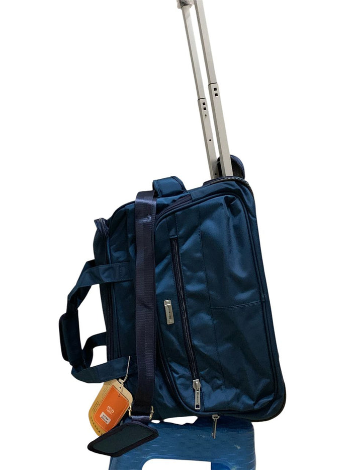 Navy Blue Wheeled Trolley Duffle Bag