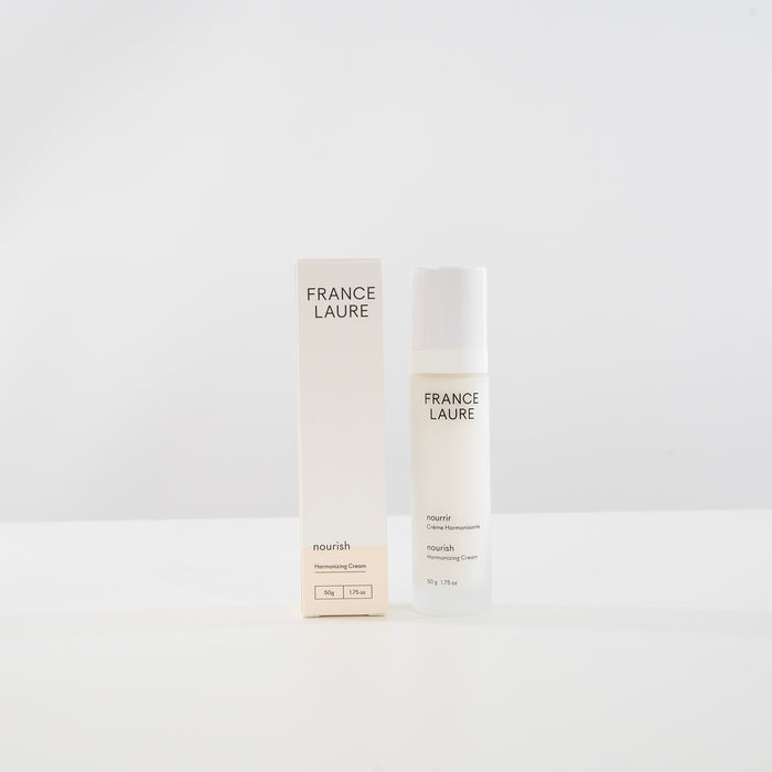 France Laure Nourish Harmonizing Cream 50g bottle and box, minimalist white packaging for sensitive skin care