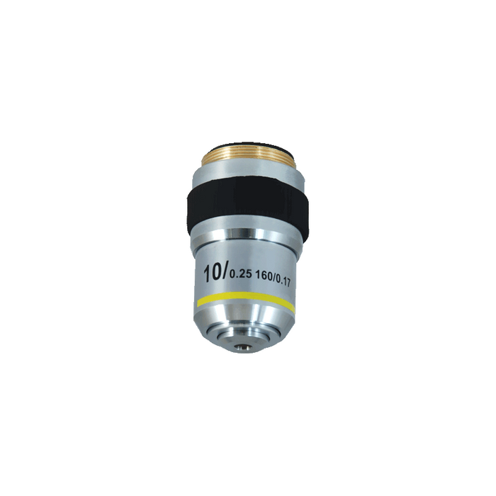 Objective Working Distance 7.316mm 10X Achromatic Polarizing Objective, SKU PL13023311, three quarter front view