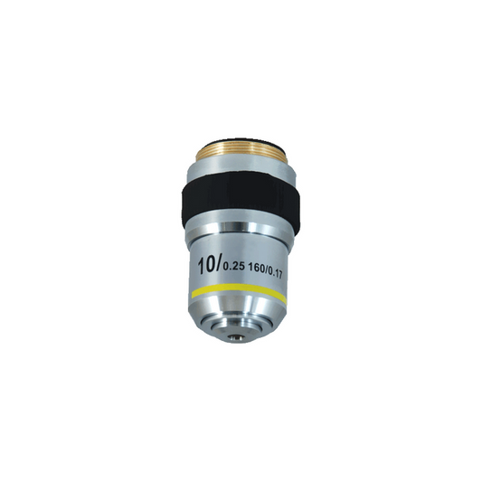 Objective Working Distance 7.316mm 10X Achromatic Polarizing Objective, SKU PL13023311, three quarter front view