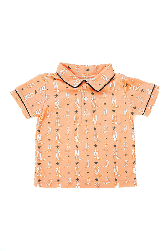 orange Pima boots  polo for boys and toddlers