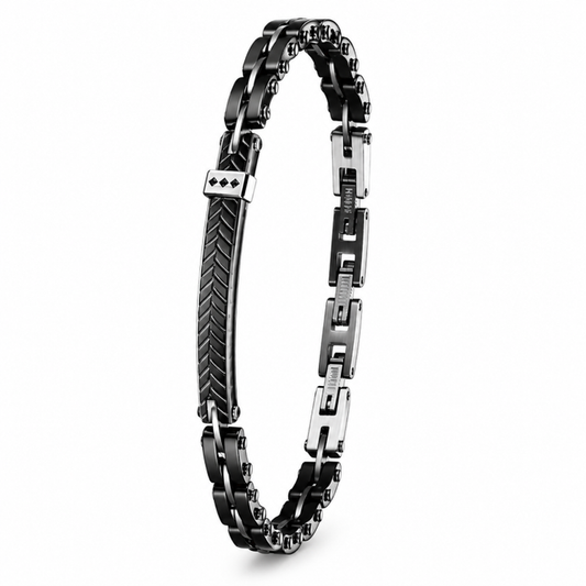 Orion Path Black PVD Stainless Steel Bracelet with Ceramic ID Bracelets
