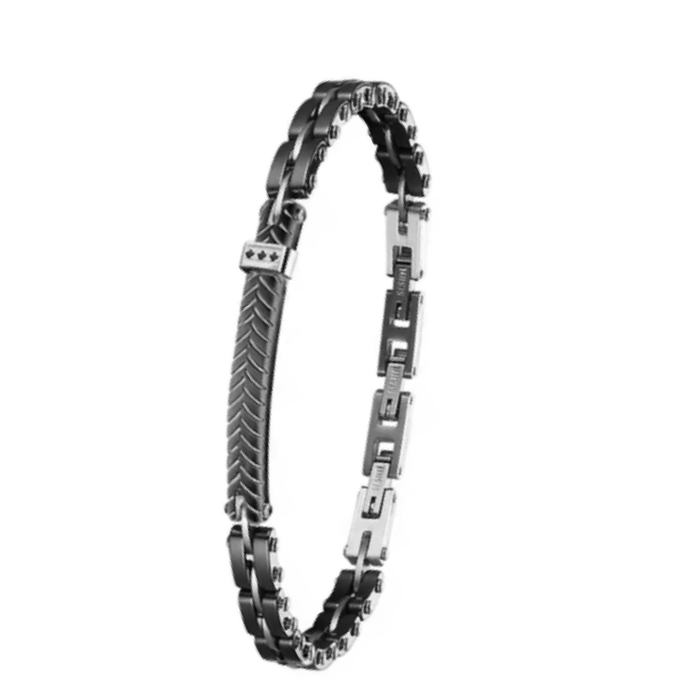 Orion Path Black PVD Stainless Steel Bracelet with Ceramic ID Bracelets