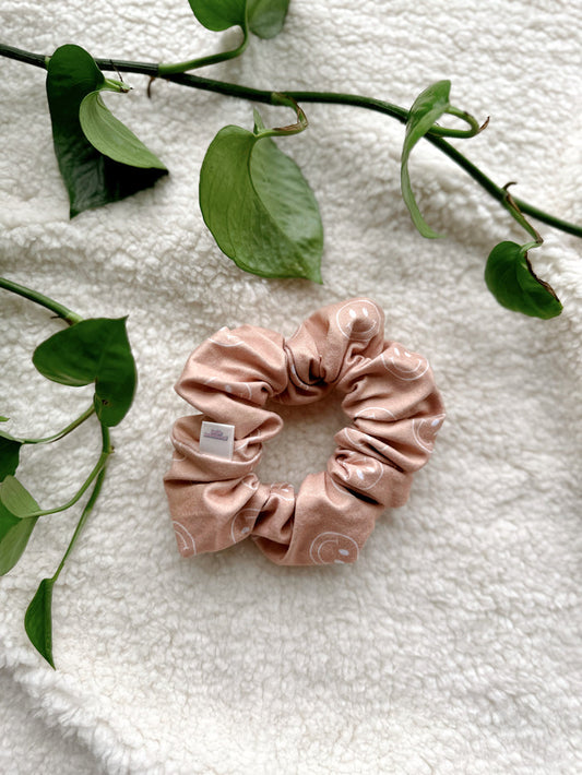 Oversized Scrunchie - Tan Smiley