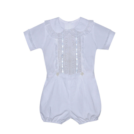 P & R Kent Button On Suit-White w/ Blue Ribbon