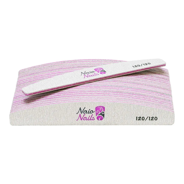 Pack of 25 - Zebra Grey Half Moon 120/120 Grit Nail Files   Naio Nails