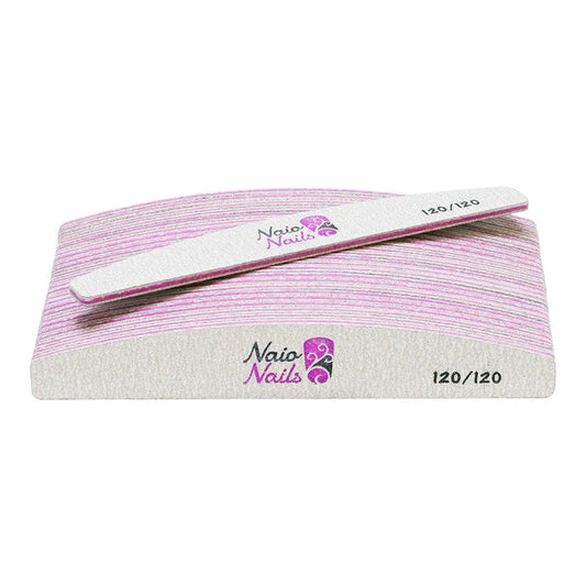 Pack of 25 - Zebra Grey Half Moon 120/120 Grit Nail Files   Naio Nails