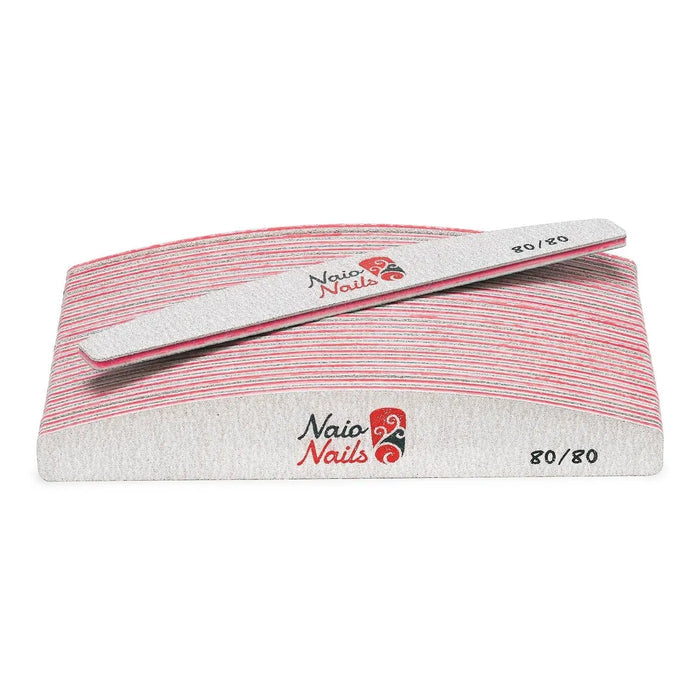 Pack of 25 - Zebra Grey Half Moon 80/80 Grit Nail Files   Naio Nails