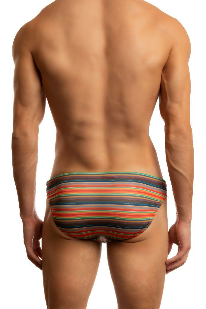 Jack Adams  Palm Beach Vintage Stripe Low-Rise 1" Swimsuit in mult-colored - premium,  fashionable and fun swimsuits, swim briefs, swim trunks and swim bikinis
