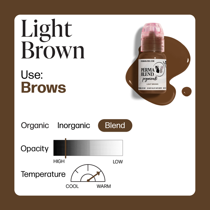 Permablend Light Brown Permanent Makeup Pigment, Artist-Grade PMU Ink For Brows - SD Cosmetics Care