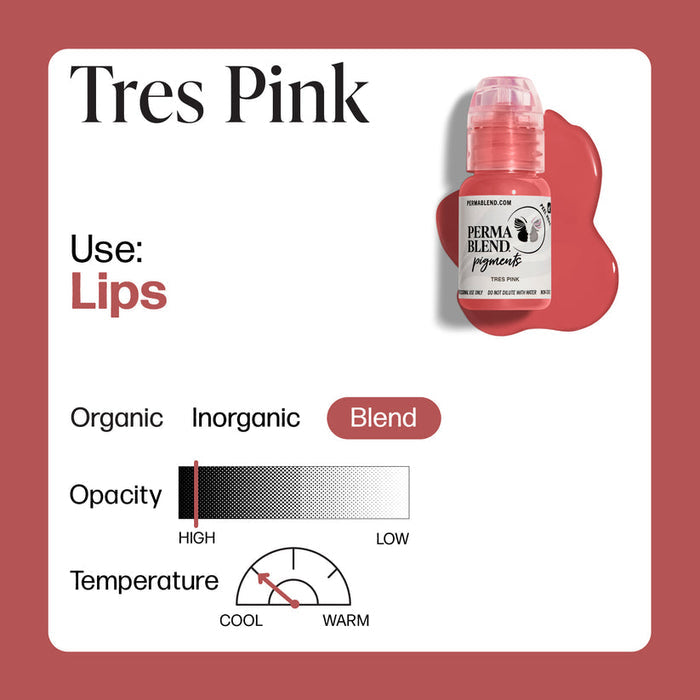 Permablend Tres Pink 15ml - High Pigment Earthy Pink Lip Color, Vegan & Cruelty-Free - SD Cosmetics Care