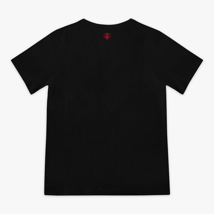 Black youth graphic tee with "Philadelphia Phillies Upside Down" design — back view