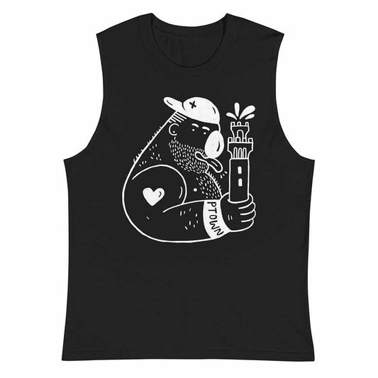 Pilgrim Monument Ptown Bear Sleeveless T-shirt black