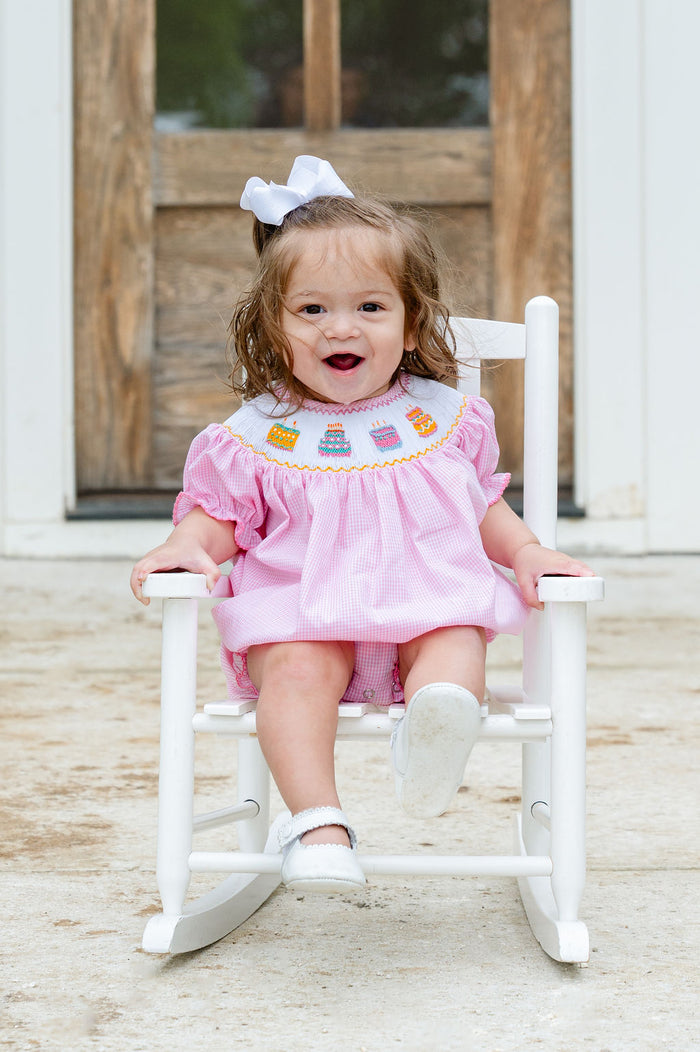 Pink Birthday Cakes Smocked Birdie Bubble