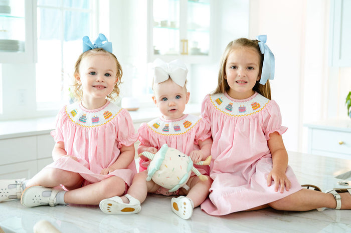 Pink Birthday Cakes Smocked Birdie Bubble