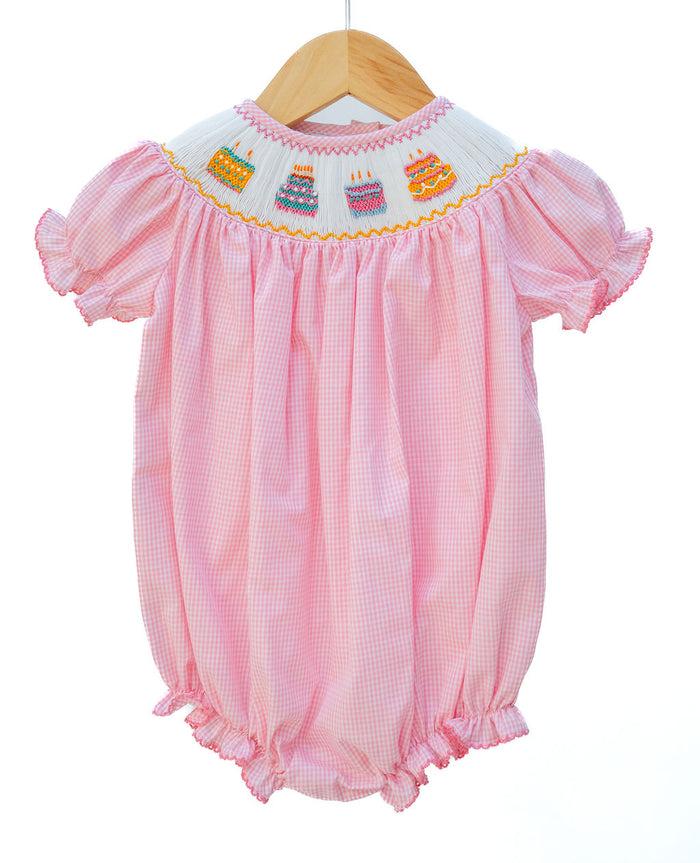 Pink Birthday Cakes Smocked Birdie Bubble