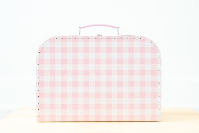 Pink Gingham Keepsake Box is an adorable box featuring a pink gingham print with a sturdy and hard shell material. Perfect for keeping all the precious memories of your little one through the years.