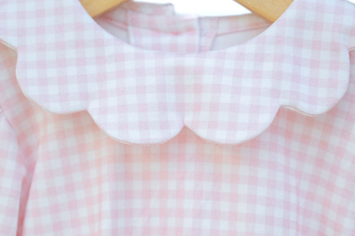 Pink Gingham Scallop Peter Pan Collar Shirt & Onesie