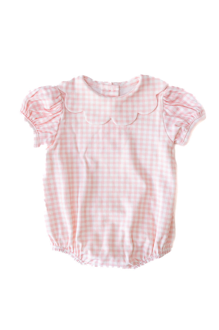Pink Gingham Scallop Peter Pan Collar Shirt & Onesie