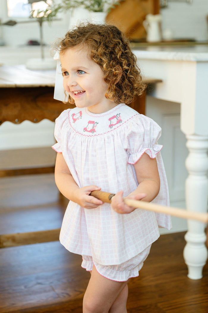 Pink Golf Smocked Annabelle Bloomer Set