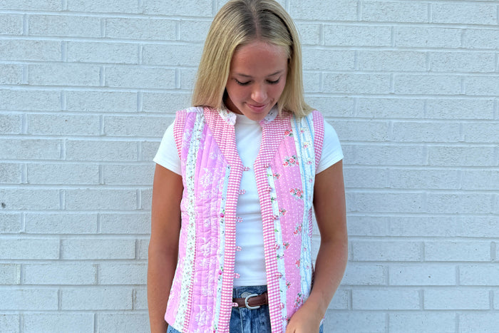 Pink patchwork Vest