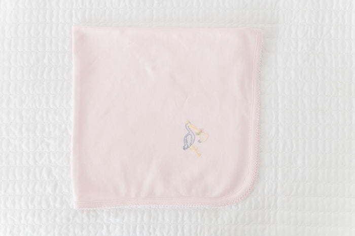 Pink Stork Receiving Blanket