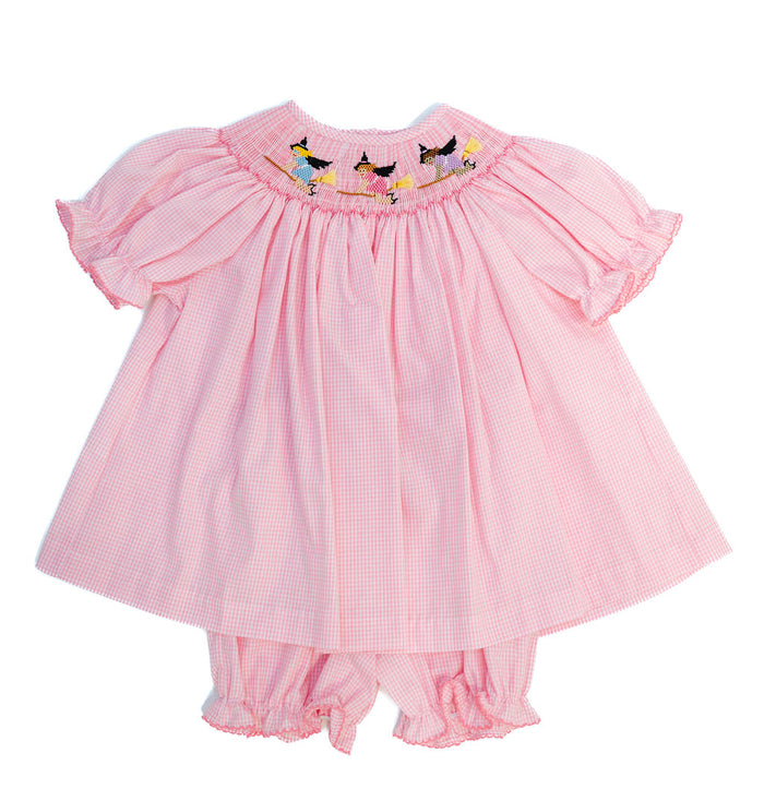 Pink Witches Smocked Annabelle Bloomer Set
