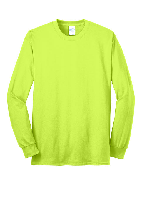 PORT & CO - SAFETY GREEN CORE BLEND LONG SLEEVE TSHIRT