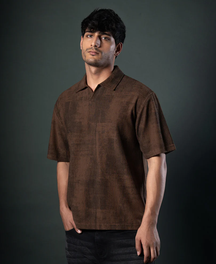Powerlook Brown Grunge Print T-Shirt