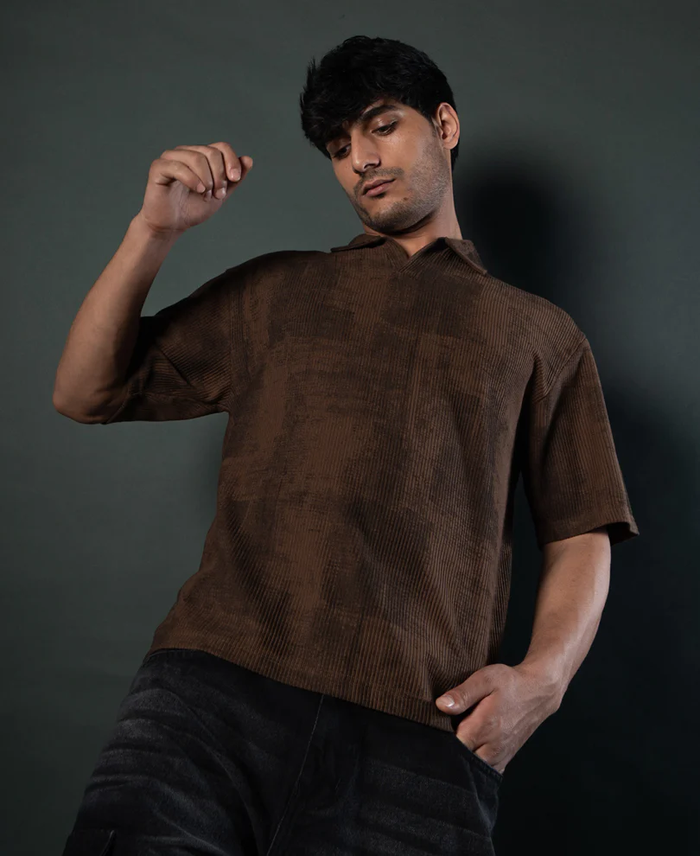 Powerlook Brown Grunge Print T-Shirt