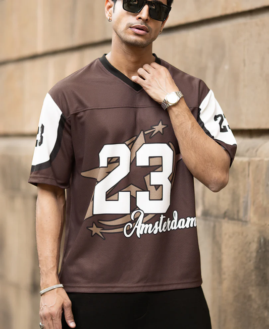 Powerlook Brown Jersey Printed T-Shirt