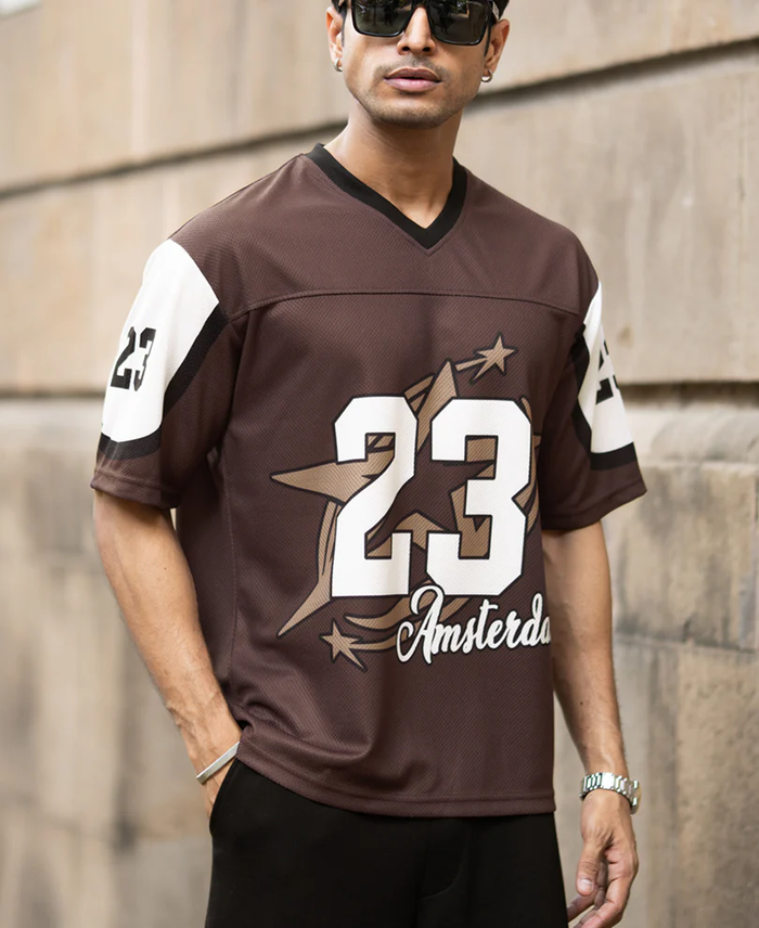Powerlook Brown Jersey Printed T-Shirt