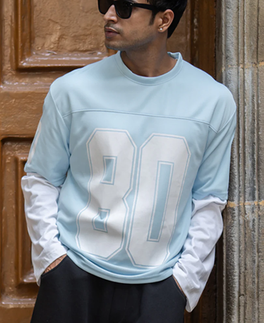 Powerlook Light Blue Varsity T-Shirt