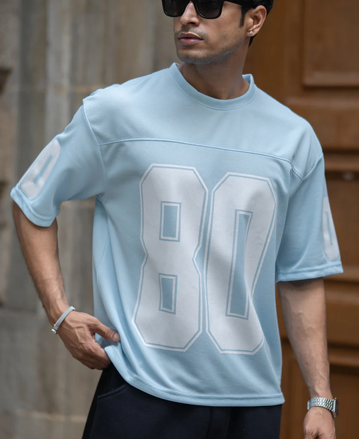 Powerlook Light Blue Varsity T-Shirt
