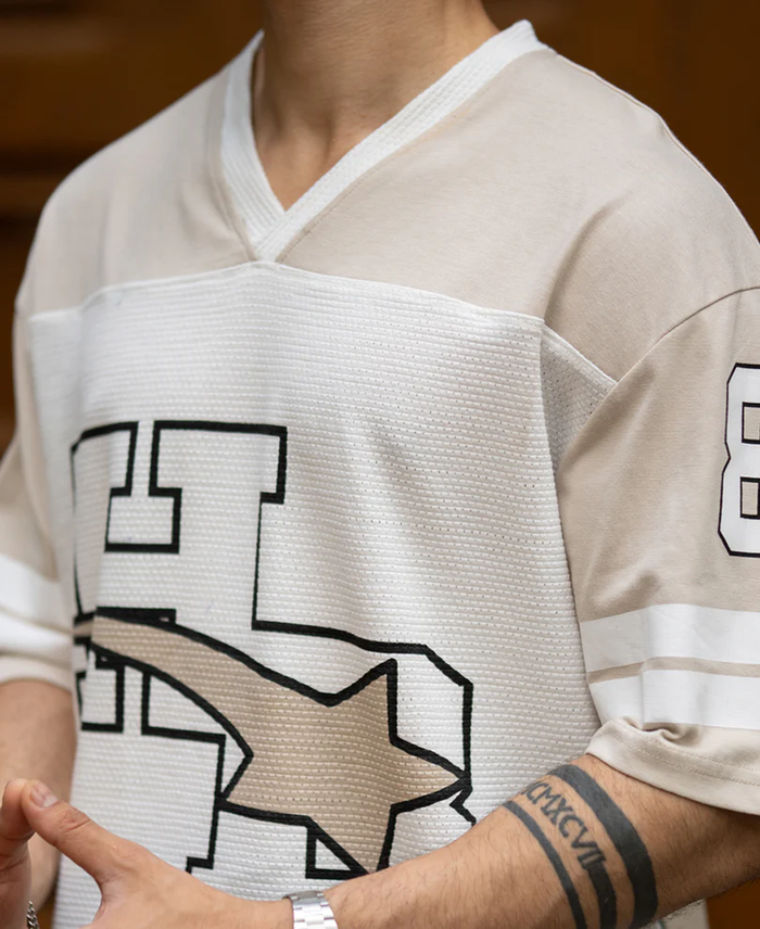 Powerlook White Printed Oversized T-Shirt